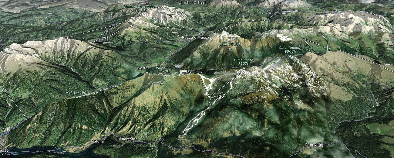 Alpe Lusia – San Pellegrino Map