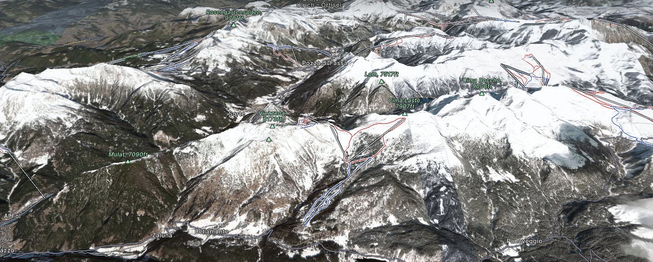 Alpe Lusia – San Pellegrino Map