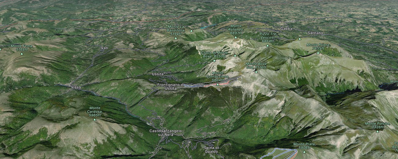 Area Sciistica Ussita Frontignano Map