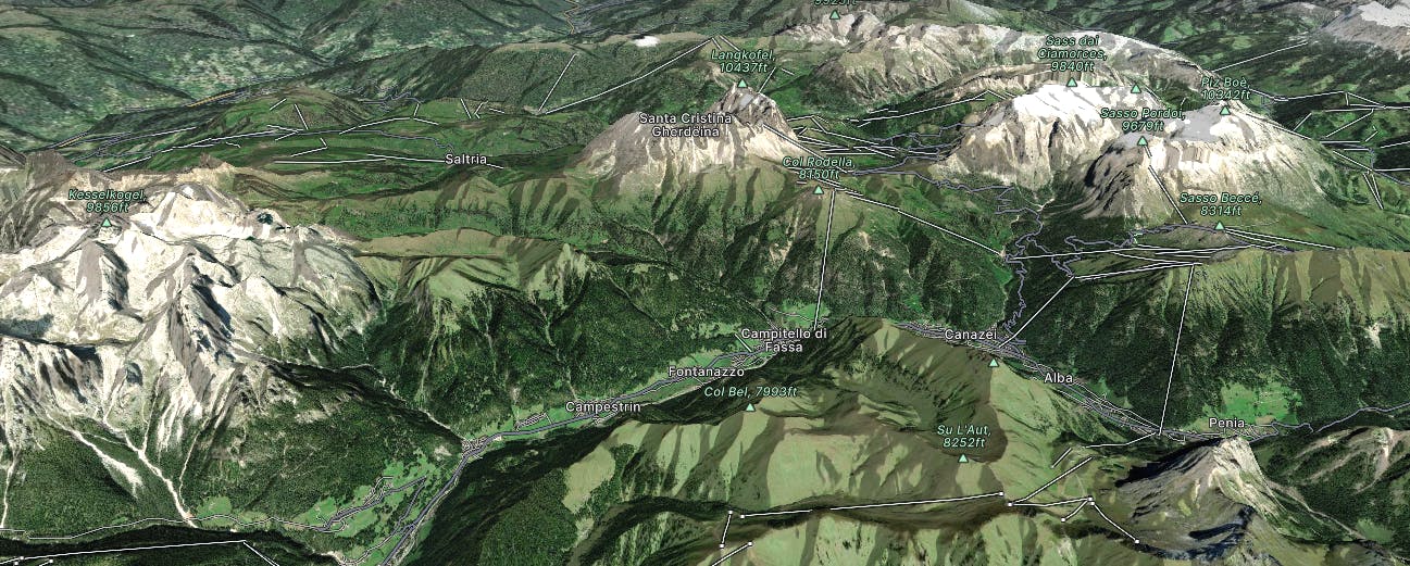 Campitello-Mazzin-Col Rodella Map