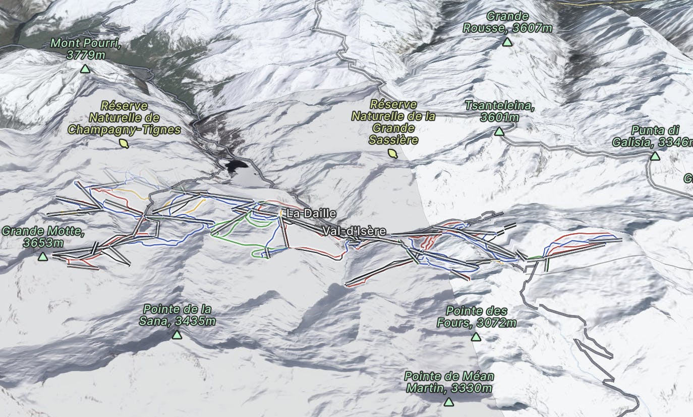 Tignes and Val d'Isère Map